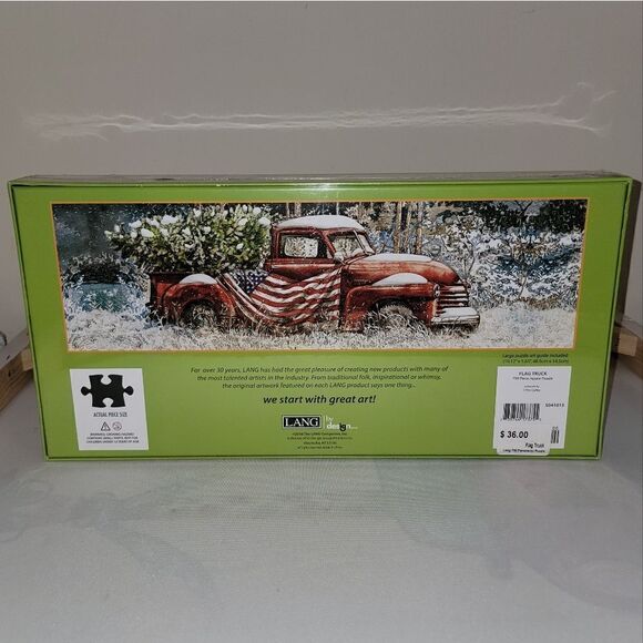 Lang Flag Truck 750 Piece Panoramic Jigsaw Puzzle Tim Coffey Art 3 Ft Wide New - Picture 3 of 10
